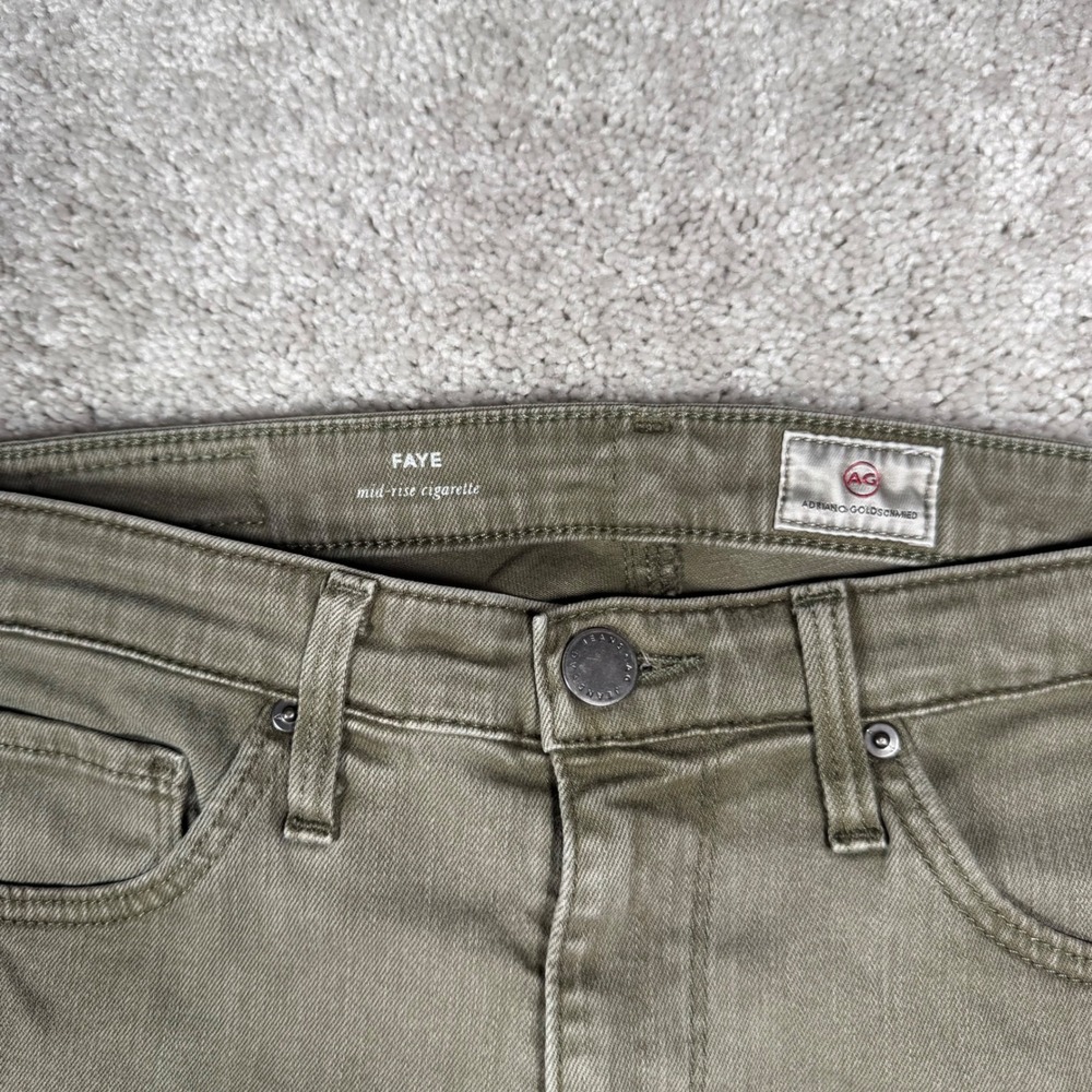 AG Adriano Goldschmied‎ Faye Mid Rise Cigarette Pants Olive Green Women's 26R - Picture 7 of 11